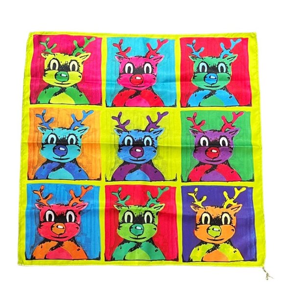 LUSH Limited Edition "Warhol Reindeer" 100% Recycled Polyester Knot Wrap, 19x19 - Picture 1 of 2
